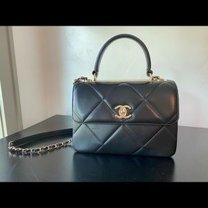 Chanel A92236 Matelasse CC Top Handle Chain Shoulder Hand Bag